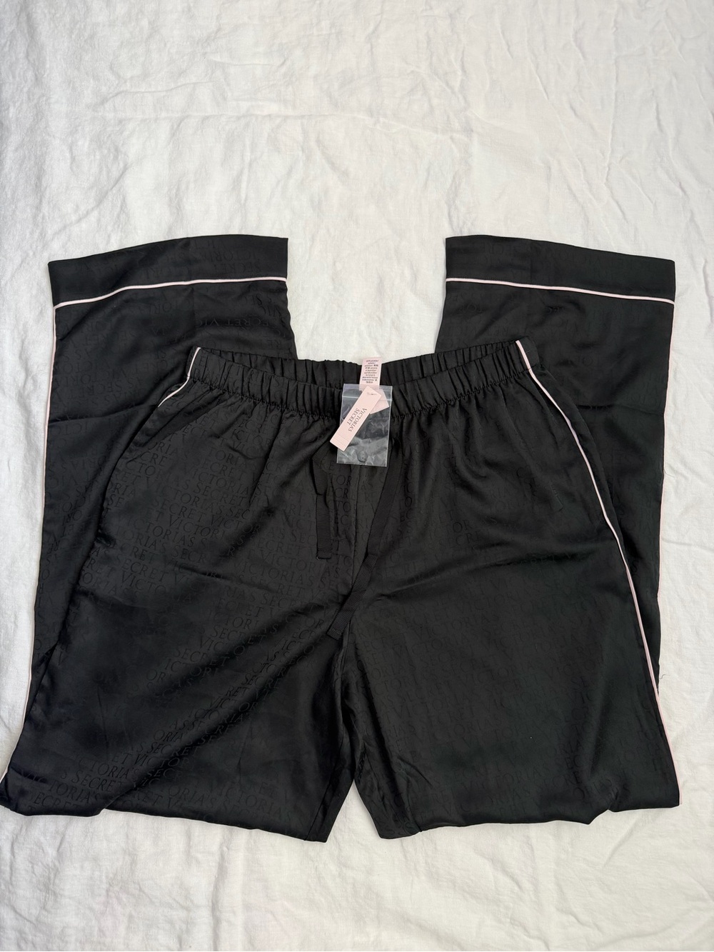 Victoria's Secret Black Lounge Pants with Pink Piping